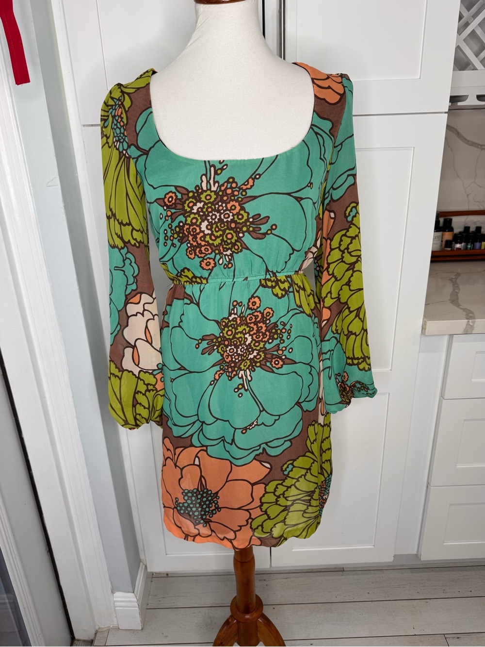 Judith March Women’s Retro Style Floral Long Sleeve Dress Size Medium